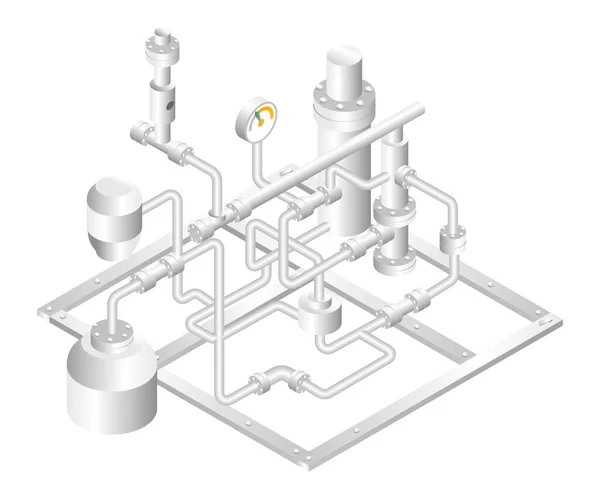 Illustrazione Del Concetto Design Isometrico Canale Industria Petrolifera Del Gas — Vettoriale Stock