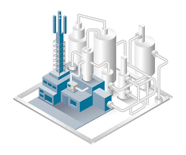 Isometryczna Ilustracja Koncepcji Projektu Przemysł Rurociągów Naftowych Gazowych — Wektor stockowy
