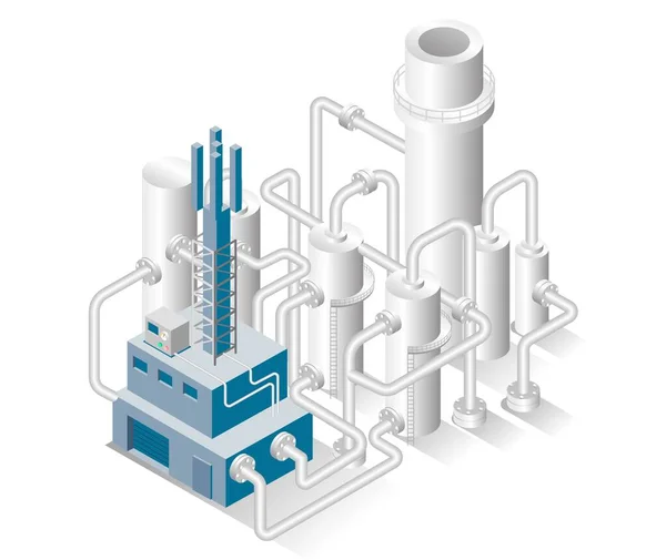 Illustration Concept Conception Isométrique Conduits Tuyaux Usine Pétrole Gaz — Image vectorielle