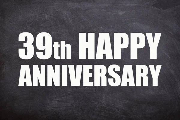 39Th Happy Anniversary Text Blackboard Background Couple Anniversary — Stockfoto