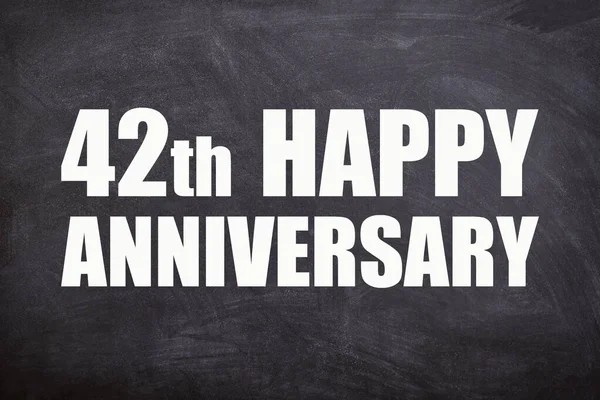 42Th Happy Anniversary Text Blackboard Background Couple Anniversary — Stockfoto