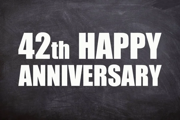 42Th Happy Anniversary Text Blackboard Background Couple Anniversary — Stockfoto