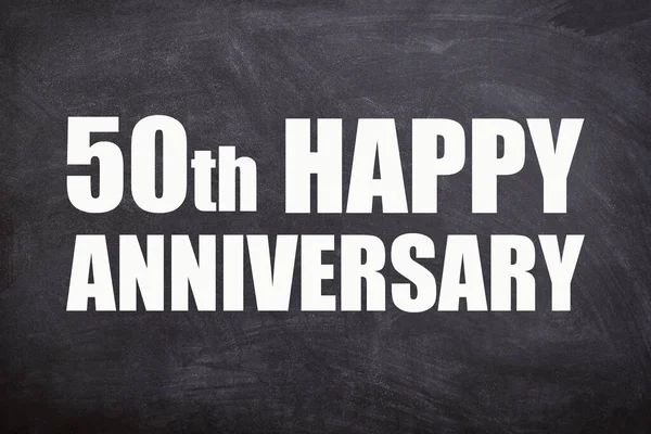 50Th Happy Anniversary Text Blackboard Background Couple Anniversary — Stock Photo, Image