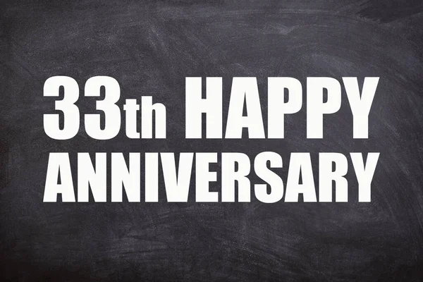 33Th Happy Anniversary Text Blackboard Background Couple Anniversary — Stockfoto