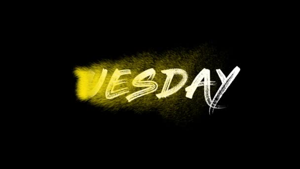 Tuesday Black Background Tuesday Second Day Week — Stok video