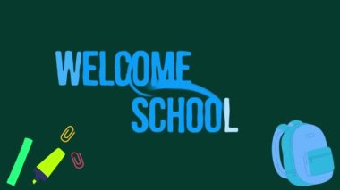 welcome back to school with school bag and stationery background for (welcome back to school).