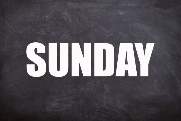 Sunday text with blackboard background. And sunday is the last day of the week.