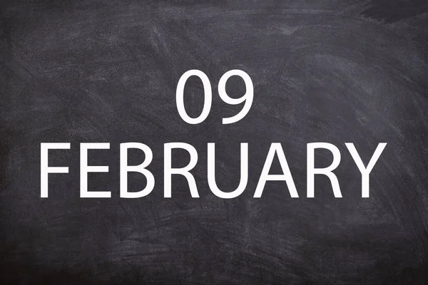 09 February text with blackboard background for calendar. And February is the second month of the year.09 February text with blackboard background for calendar. And February is the second month of the year.