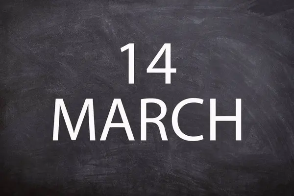 14 march text with blackboard background for calendar. And march is the third month of the year