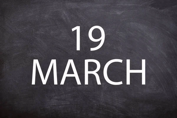 19 march text with blackboard background for calendar. And march is the third month of the year