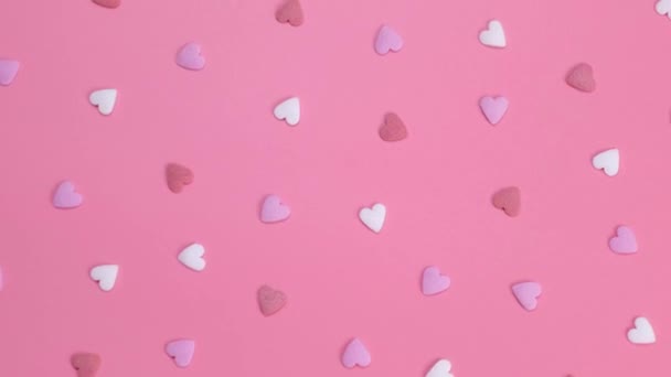 Обертається Фон Сердець Рожевому Тлі Поняття Любові Або Святкування Вечірки — стокове відео