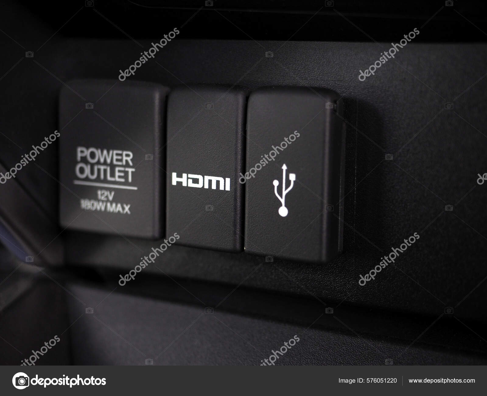 Power Hdmi Usb Socket Interioir Car Shiny Clean — Stock Photo ...