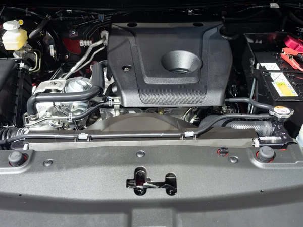 Деталі Нової Технології Двигуна Інтер Автомобіля Чистий Блискучий Чорний Колір — стокове фото