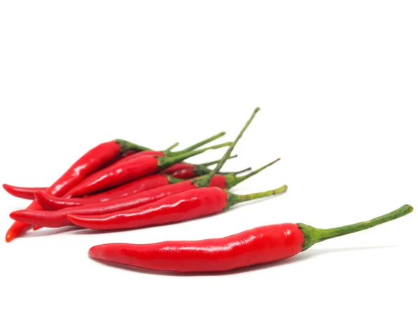 Nahaufnahme Frische Rotes Chili Auf Isoliertem Weiß — Stockfoto