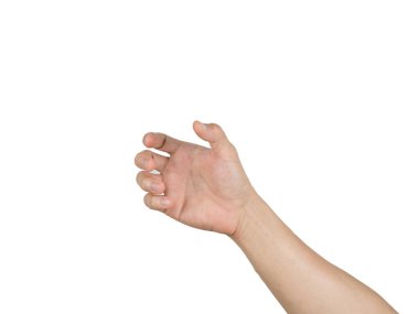 Beyaz izole arkaplanda sol el boş yakalama ögesi