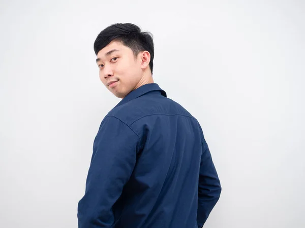 Asian Man Handsome Confident Face Smile Turn Camera White Background — Fotografia de Stock