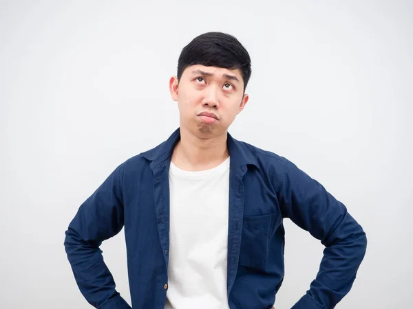 Asian Man Sad Emotion Depressed His Face White Background Sad — Fotografia de Stock