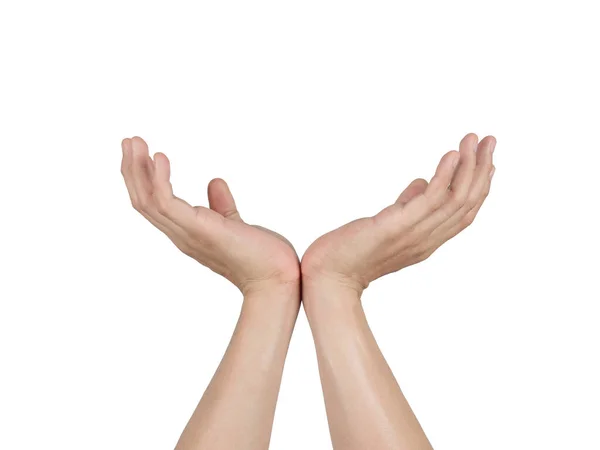 Leere Zwei Hand Zeigen Sich Auf Weißem Isolierten Hintergrund — Stockfoto