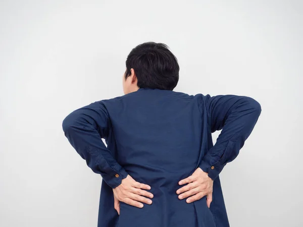 Back Man Feeling Hurt His Back Office Syndrome Concept Portrait — Stok fotoğraf