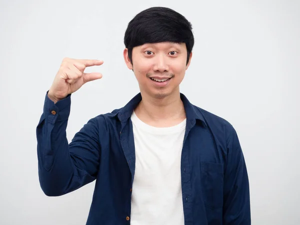 Asian Man Show Hand Small Size Fingers White Background Portrait —  Fotos de Stock
