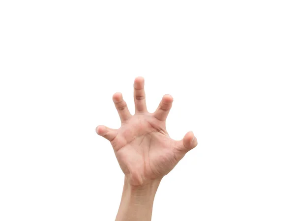 Homem Mão Dedo Aberto Branco Isolado Fundo — Fotografia de Stock