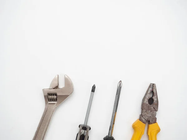 Einstellbare Schraubenzieher Zange Auf Weißem Hintergrund Von Oben Techniker Werkzeuge — Stockfoto
