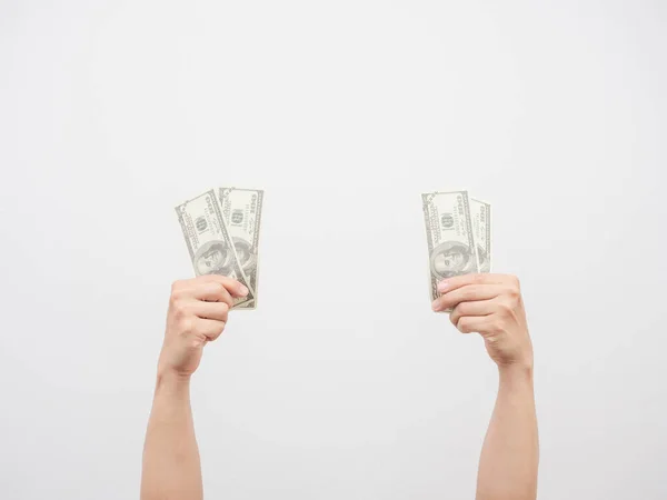 Hand Holding Money Dollar White Isolated — Stock Photo, Image