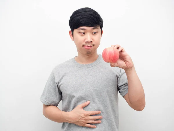 Man Gesture Hungry Want Eatting Rip Apple Hand — Stock fotografie