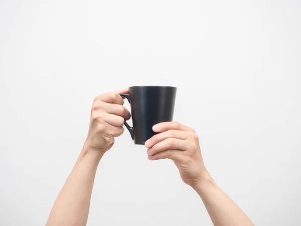 Two Hand Holding Coffee Cup White Isolated — Stock fotografie