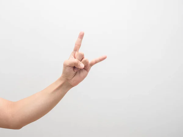 Man Hand Show Gesture Finger Rock Isolated White — Fotografia de Stock