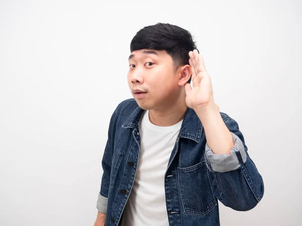 Asian Man Gesture Can Hear Want Lounder — Fotografia de Stock