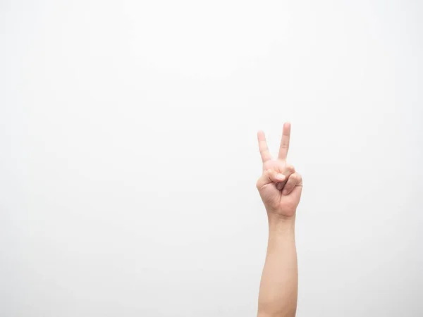 Right Hand Gesture Finger Two Isolated White — Fotografia de Stock