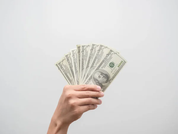 Hand Holding Money Dollar Isolated — Stock Photo, Image