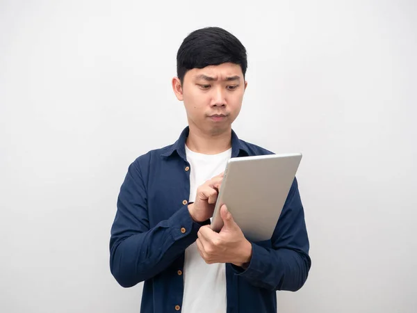 Businessman Using Tablet Working Serious Emotion — ストック写真