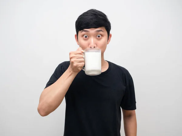 Young Man Drinking Milk Healthy Isolated — Photo