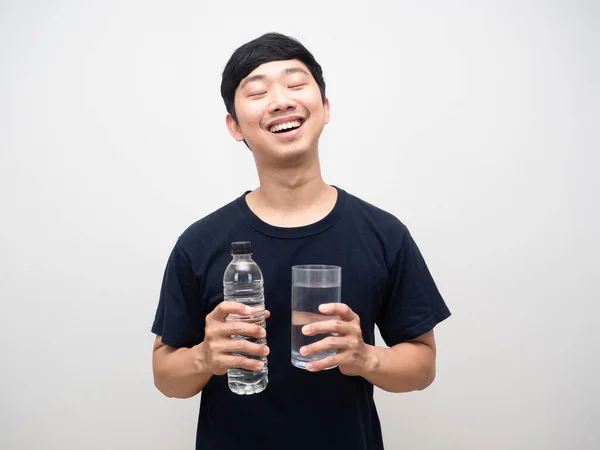 Young Man Feels Fresh Drinking Water Man Good Healthy Holding — Photo