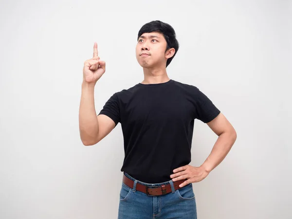 Asian Man Show Finger Confident Looking Number One Isolated — Stock fotografie