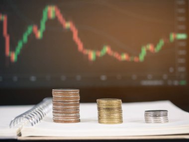 Şifreleme grafik arka planı ile kitap üzerinde büyüyen bozuk paraları kapat