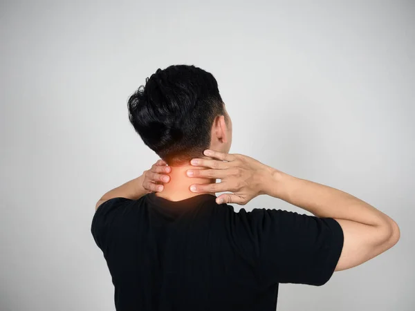 Back Side Man Gesture Pain Neck Isolated — Stok fotoğraf