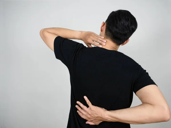 Man Pain His Neck Back Office Syndrome Concept Isolated — Stok fotoğraf