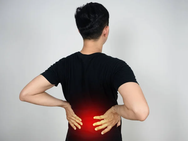 Back Side Man Pain His Waist Isolated — Stok fotoğraf