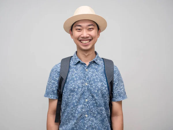 Traveler Man Backpack Happiness Smile Portrait — Photo