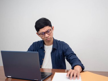 Businessman hard working at workplace table