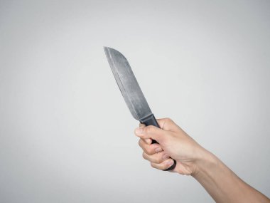 Kapalı el ele gümüş bıçak, katil el ele bıçak, izole