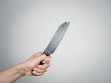 Kapalı el ele gümüş bıçak, katil el ele bıçak, izole