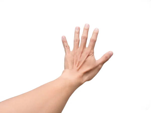 Nahaufnahme Mann Hand Isoliert Weiß — Stockfoto