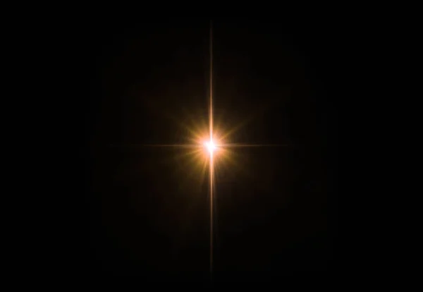 Digital Lens Flare Bright Light Isolated Black Background Used Textures — Stock Photo, Image