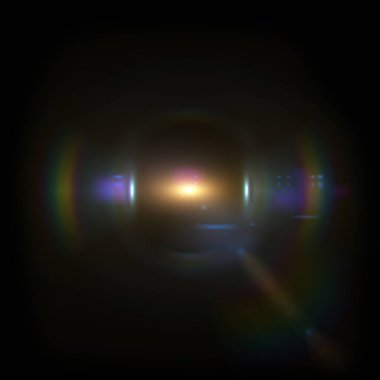 Sarı Lens siyah arka planda yanıp sönüyor. Siyah arkaplan ile izole edilmiş parlak ışık mercekleri. Dokular ve malzemeler için kullanılır..