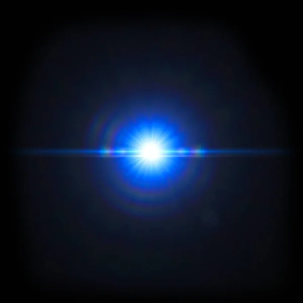 Blue Light Lens Fusée Éclairante Sur Fond Noir Lentille Éclatante — Photo