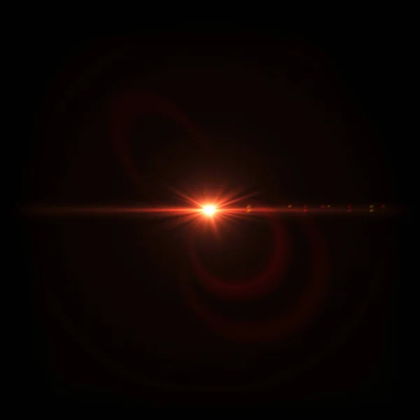Red Light Lens Chama Fundo Preto Flare Lente Com Luz — Fotografia de Stock